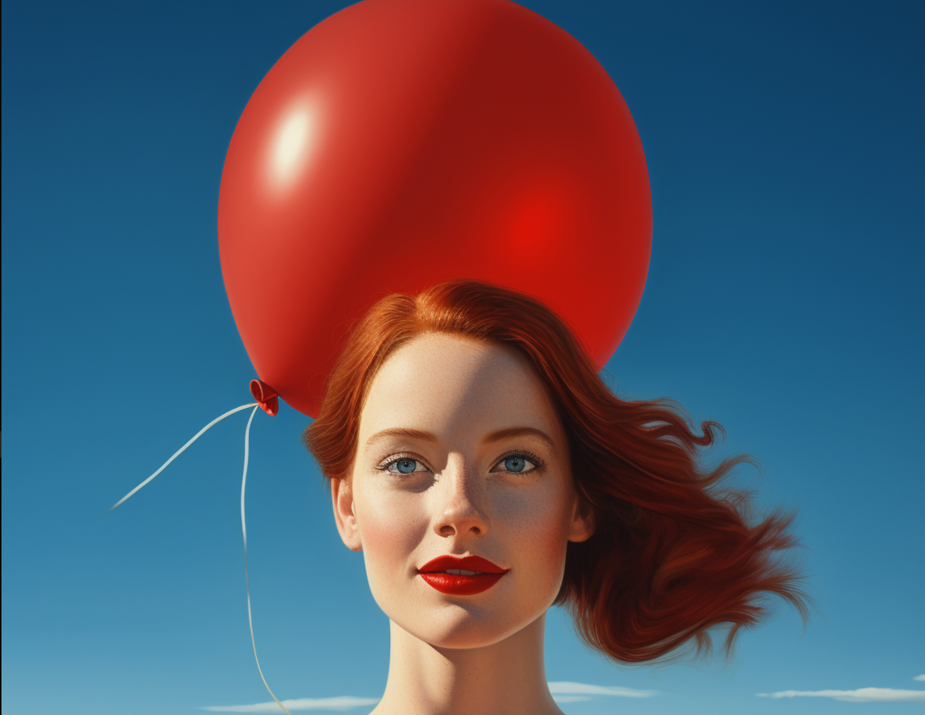Frau mit rotem Luftballon