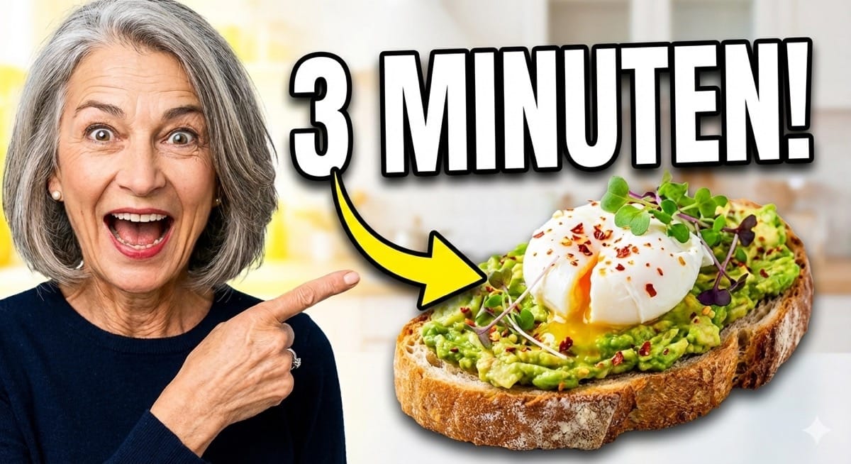 Rechts platziere ein appetitliches Avocado-Toast.