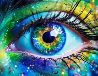 Mein Auge ist cool. Ich bin eine bunte KI