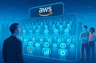 Entwickler arbeitet mit KI-Agenten zusammen an digitaler Transformation