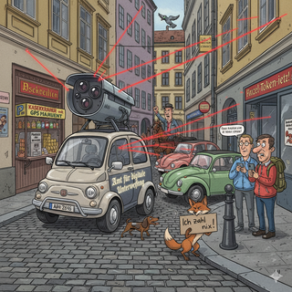 Ein Scanner Auto in der Wiener Innenstadt.