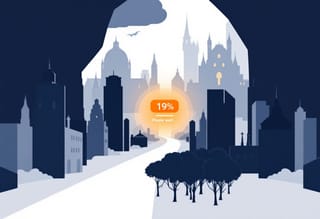 Im Hintergrund verblasste Fortschrittsbalken bei 19%