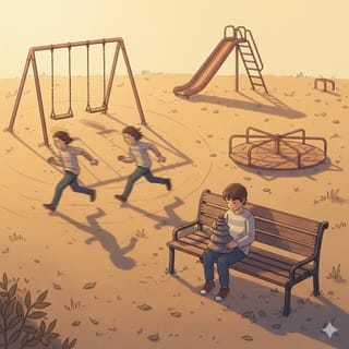 Ein Spielplatz 2050 - wenn der Sand die Weltherrschaft übernommen hat.