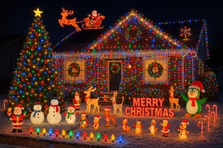 Ein überladener Xmas Vorgarten