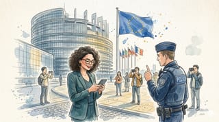 Jamie sucht ihren Reispass in der ID Austria App