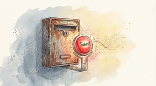 Ein Briefkasten und davor ein elektronischer Submit Button