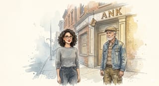 Wenigsten ein Cafe könnte in der Bank sein.