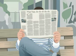 Ein Mann ließt in einer Zeitung