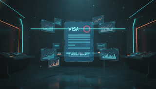 Hologramm eines Visa-Antrags im dunklen Lagezentrum — das Weiße Haus macht die KI-Meldepflicht verbindlich