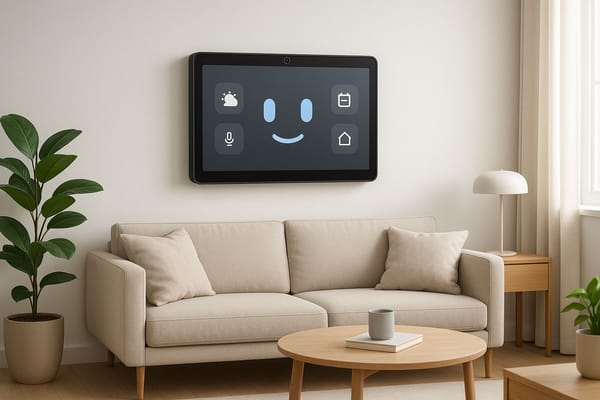 Ein Bildschirm hängt an der Wand