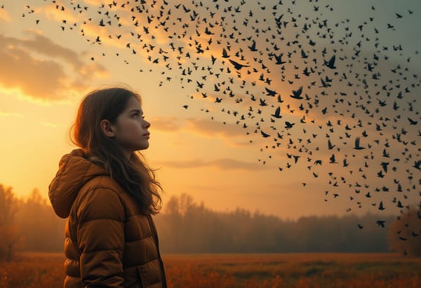 Stare, hunderte Vögel, die sich zu atmenden Mustern formen