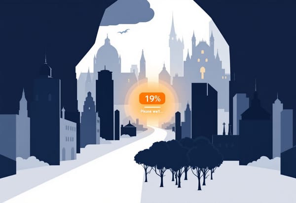 Im Hintergrund verblasste Fortschrittsbalken bei 19%