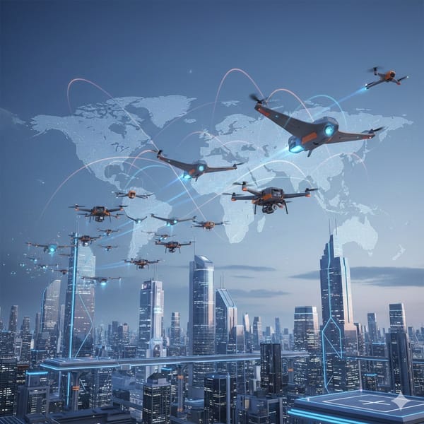 Drohnen am ganzen Himmel. Vorteil : Sie fliegen elektrisch