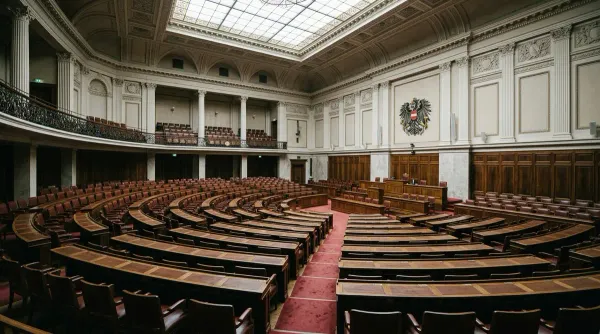 ein leere plenarsaal im parlament