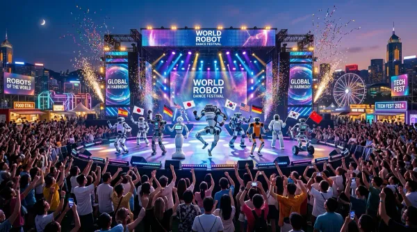 Roboter der ganzen welt tanzena auf der bühne