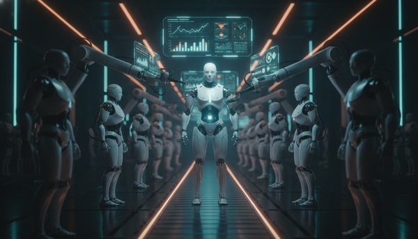 Humanoide Roboter werden in einer Fabrik von Roboterarmen montiert — Chinas UBTECH baut im Zehn-Minuten-Takt